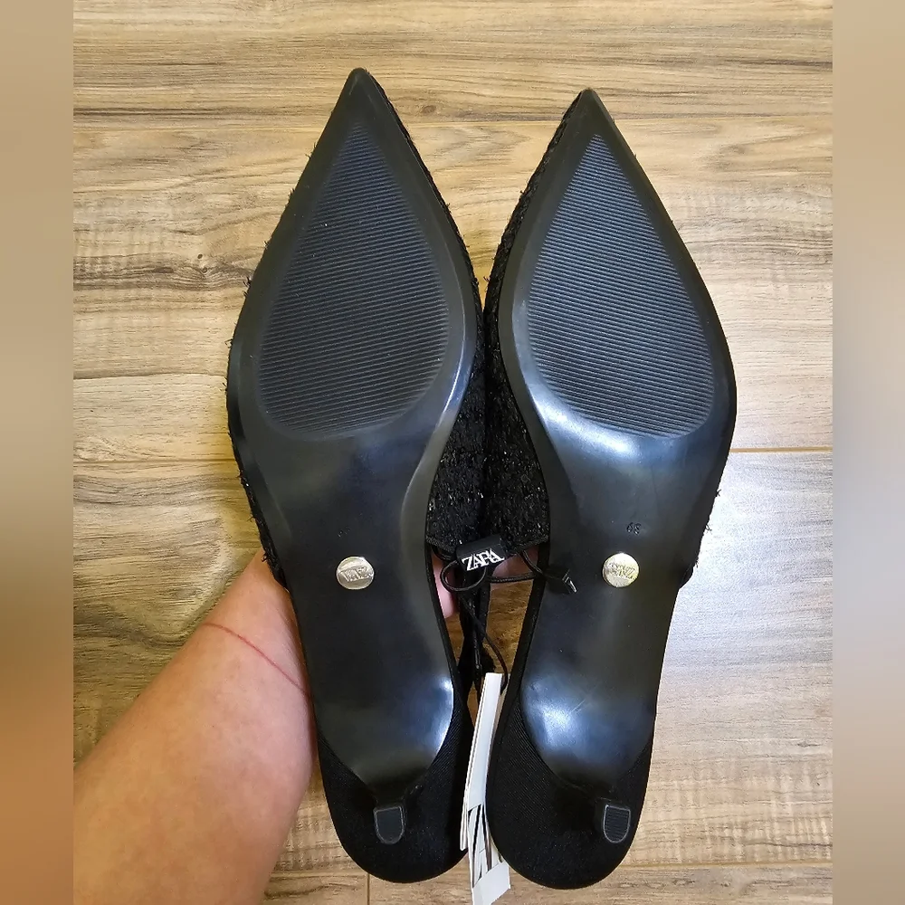 Zara SLINGBACK FABRIC HEELS - Picture 6 of 16